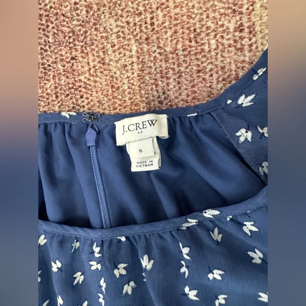 J. Crew blue floral tiered midi peasant dress size 6